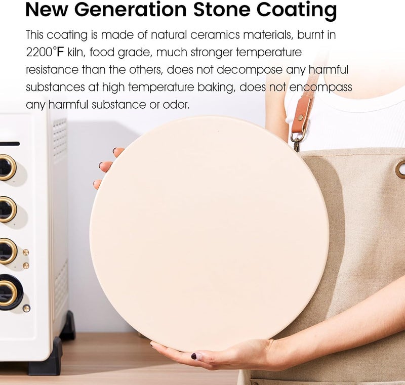 ROCKSHEAT حجر بيتزا بطبقة 12.6" × 0.4"، حجر بيتزا دائري من الكورديريت والسيراميك للفرن والشواء، حجر خبز من الدرجة الغذائية للبيتزا والخبز، ملحقات بيتزا خارجية للشواء - Image 2